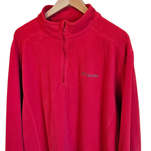 Columbia Fleece 1/4 Zip Jacket Layering Red Men's XLarge - Picture 2 of 6